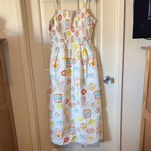 Cynthia Rowley White Midi Dress with Multicolor Print